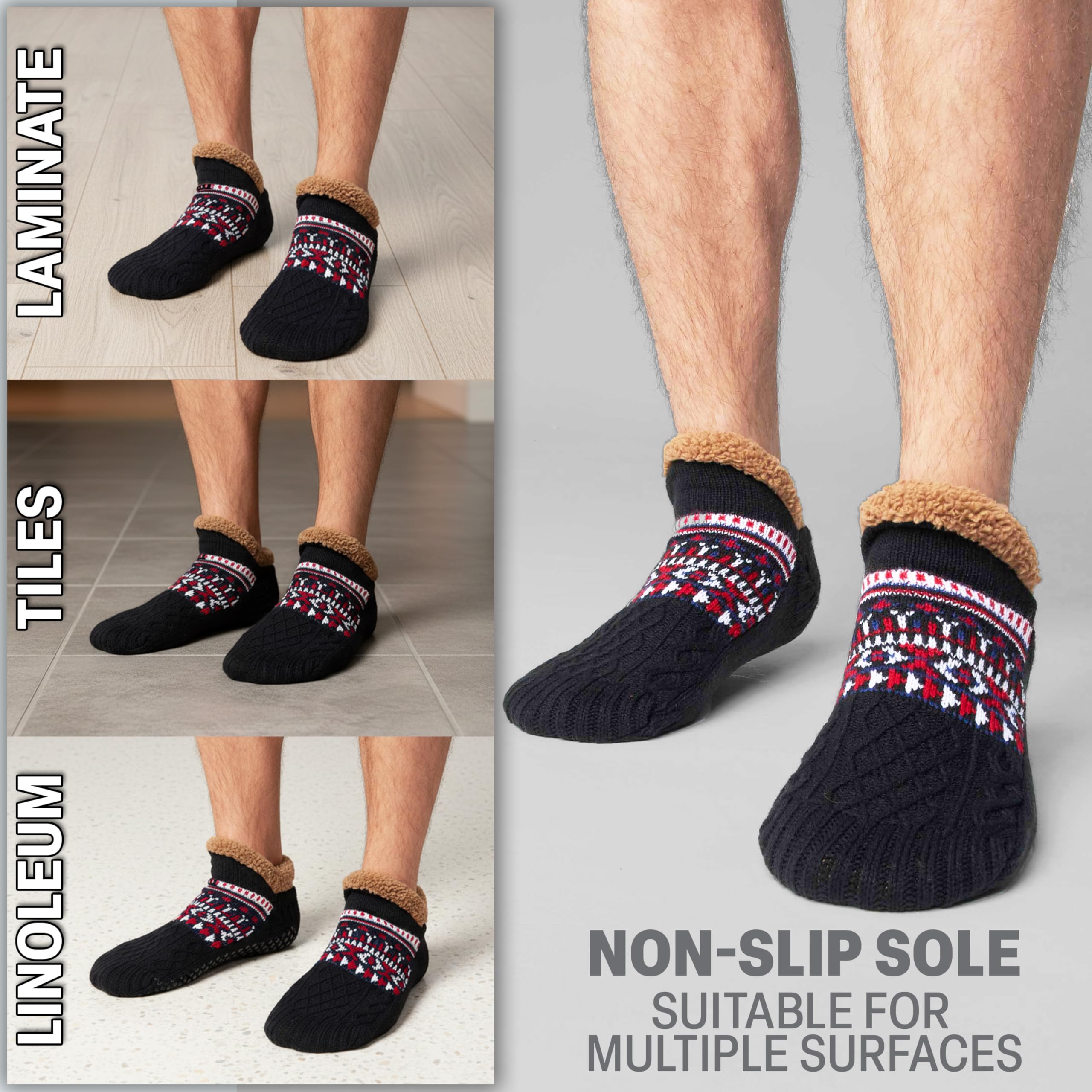 CityComfort Calcetines Hombre Invierno, Calcetines de Andar por Casa Antideslizantes, Regalo para Hombre y Adolescente