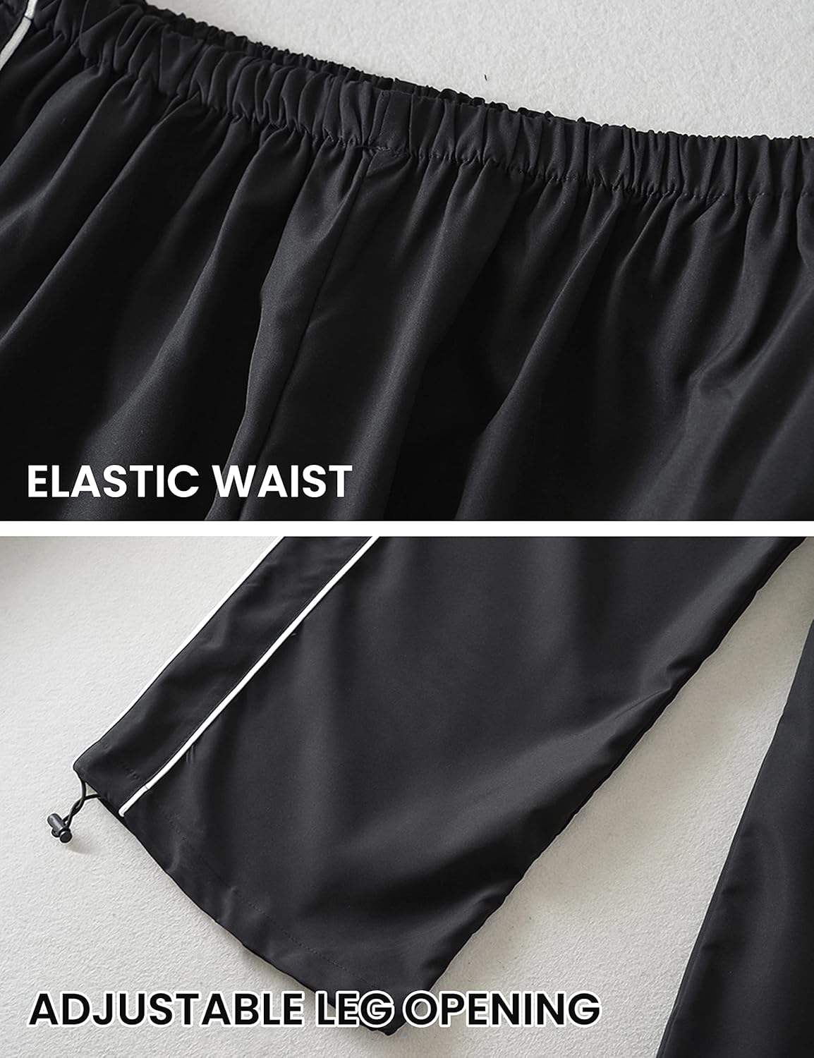 Women's Parachute Pants Baggy Track Y2K Black Elastic Waist Wide Leg Trousers - Image 6