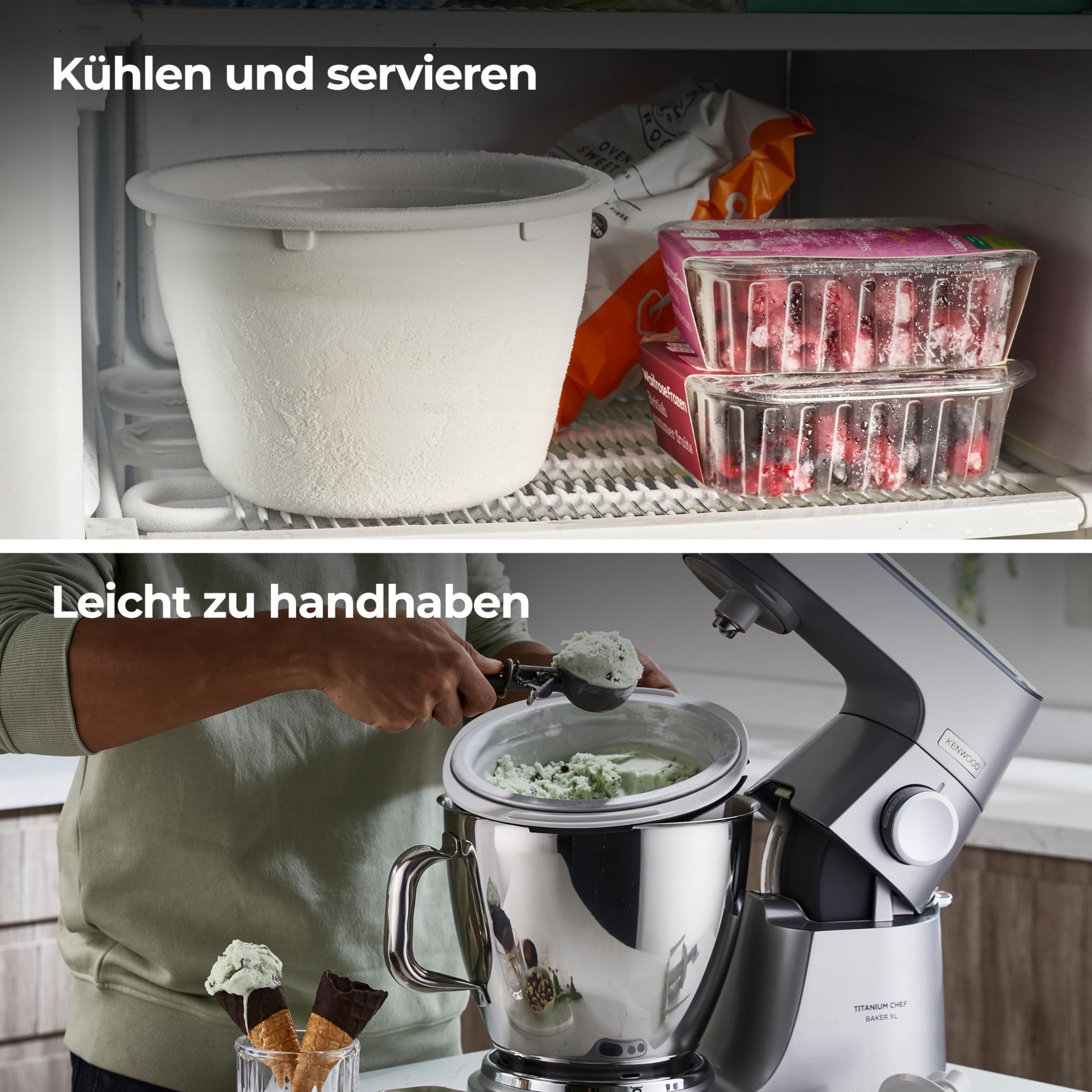 Kenwood Eisbereiter Aufsatz KAX71.000WH - Zubehör für Kenwood Küchenmaschinen, einfach zu Bedienen, spülmaschinenfest, kompatibel mit allen Modellen der Chef und Chef XL Serien, Weiß