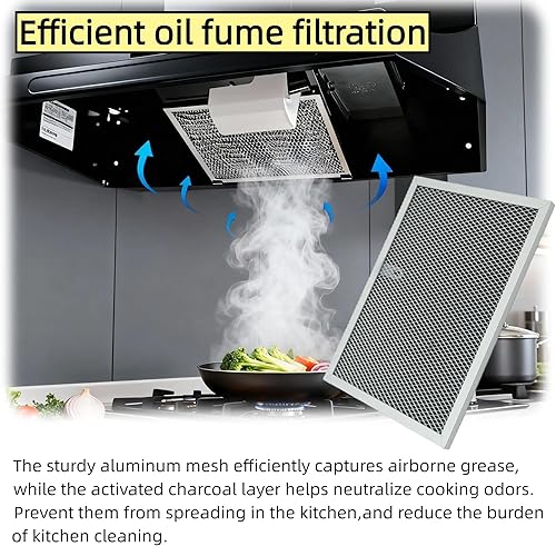 Miniatura 4 de Filtro de carbón para campana extractora, 2 unidades, reemplazo universal para filtros tipo RLX6100RL6200, filtro de grasa y olor lavable
