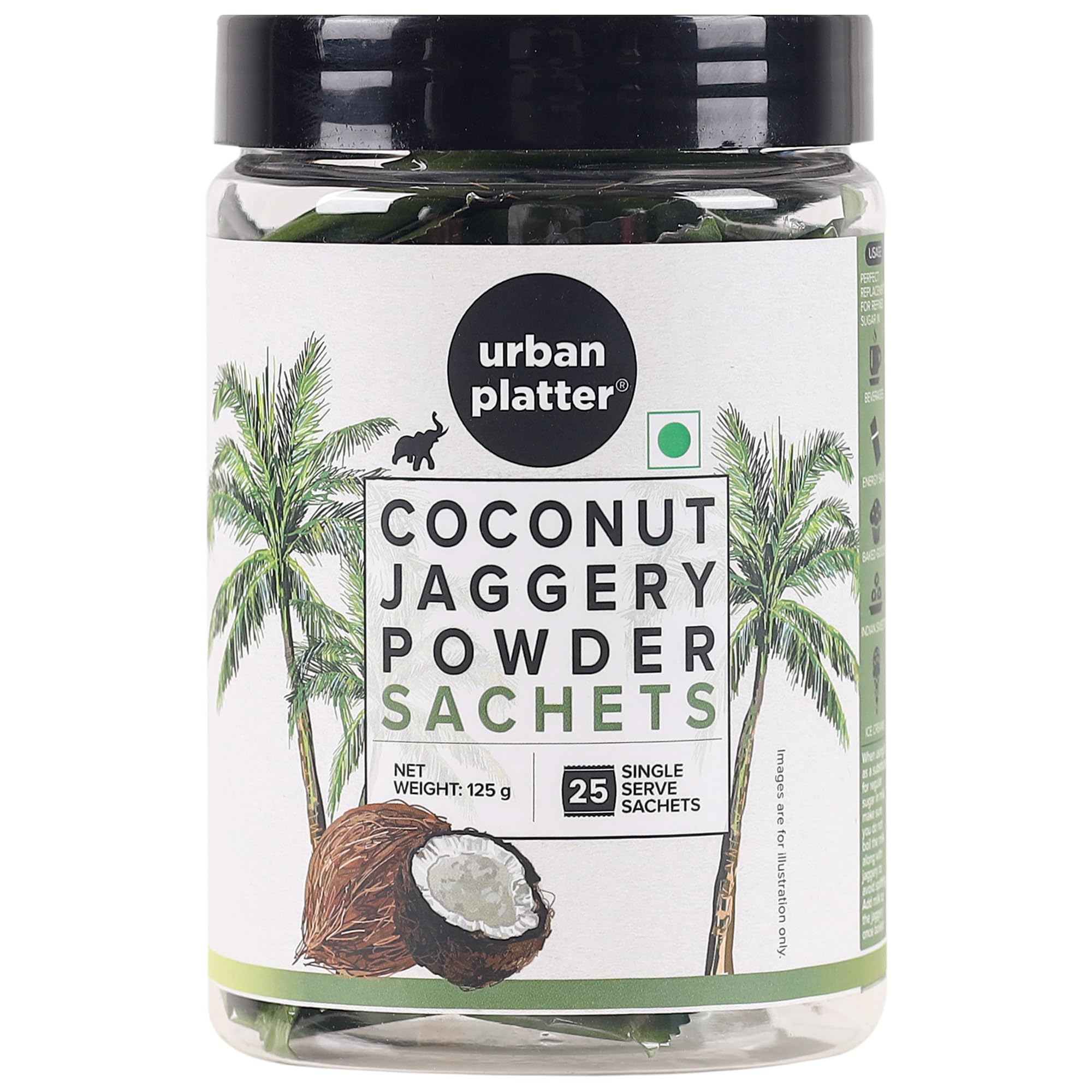 Urban Platter Coconut Jaggery Sachets, 125g (25 Sachets of 5g Each) (B097GVR29C) Amazon Price History, Amazon Price Tracker
