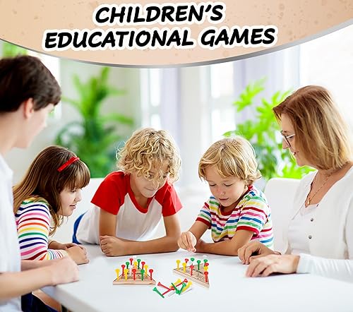 Miniatura 2 de Paquete de 12  Juego de mesa con clavija triangular de madera  Mini juego de viaje retro