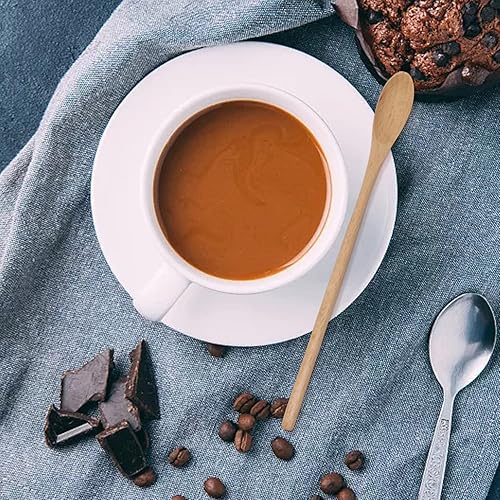 Miniatura 6 de Honbay 4 cucharas de café de madera de mango largo, cucharaditas de mezcla de madera, cucharas de té helado para batido de espresso, bebidas frías y