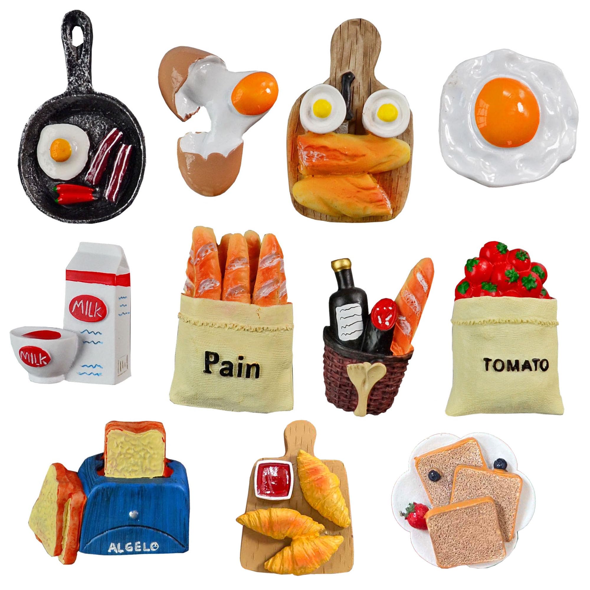 MZSX Decorative Refrigerator Magnets, 3D Food Resin food Magnets, Kid's Drawing, Magnetic Whiteboard, Photo, Map, Office Magnets, Home Decoration, Dry Erase Board, 6x6cm, 11Pcs — image 1