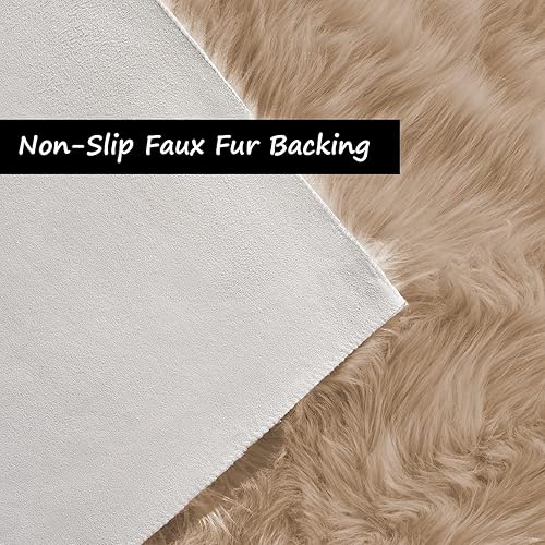 Miniatura 3 de Alfombra de piel sintética de oveja sintética de 9 x 12 pies para sala de estar, alfombra mullida para dormitorio, alfombra grande para sala de