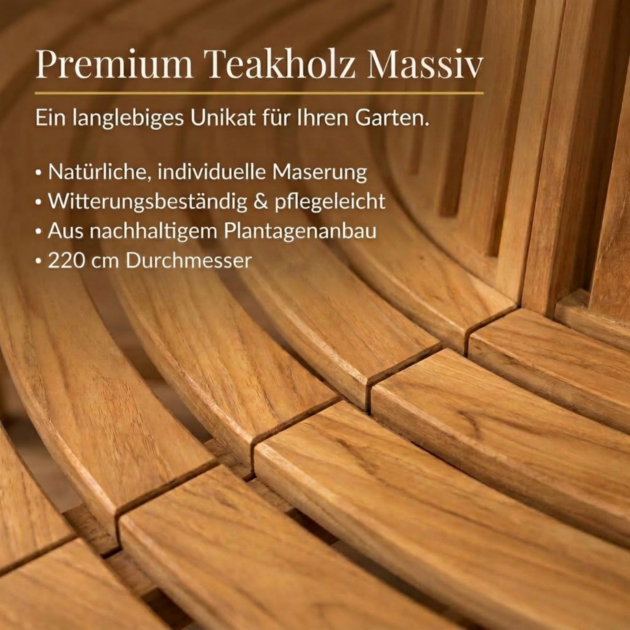 SAM Premium Baumbank Timo rund 220 cm, 360° Rundbank um den Baum aus Teakholz massiv, wetterfeste Gartenbank für bis zu 10 Personen, Holzbank rund für Garten und Terrasse