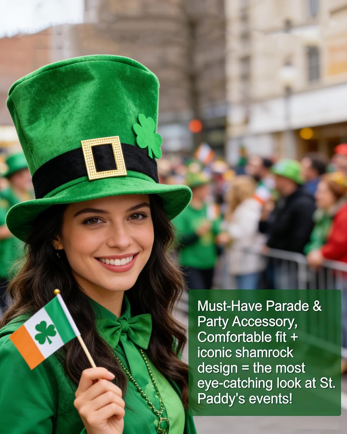 Wittocs St. Patrick's Day Costume Hat Leprechaun Hat Shamrock Green Top Hat for Men Women Irish Parties Party Favors Leprechaun Costume