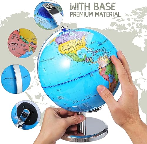 Miniatura 7 de Globo terrestre iluminado con soporte para aprendizaje de geografía educativa Globo del mundo colorido para aula y hogar para exploración