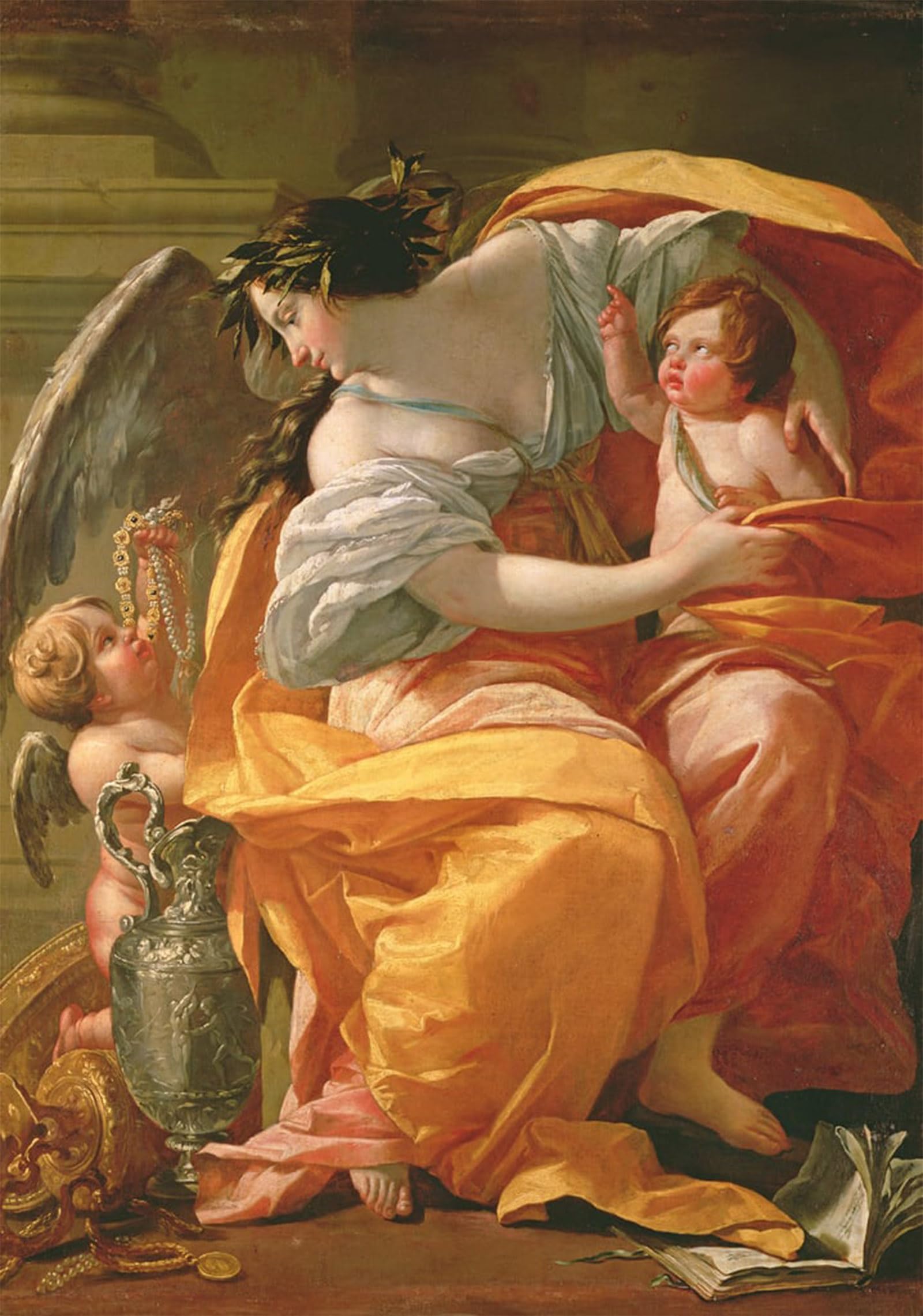 Cuadro en lienzo Ricchezza di Simon Vouet 60x90cm decoración vertical para oficina 5