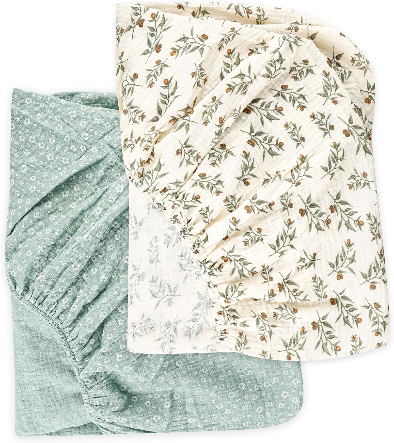 Muslin Crib Sheets 2 Pack for Girl and Boy, Breathable and