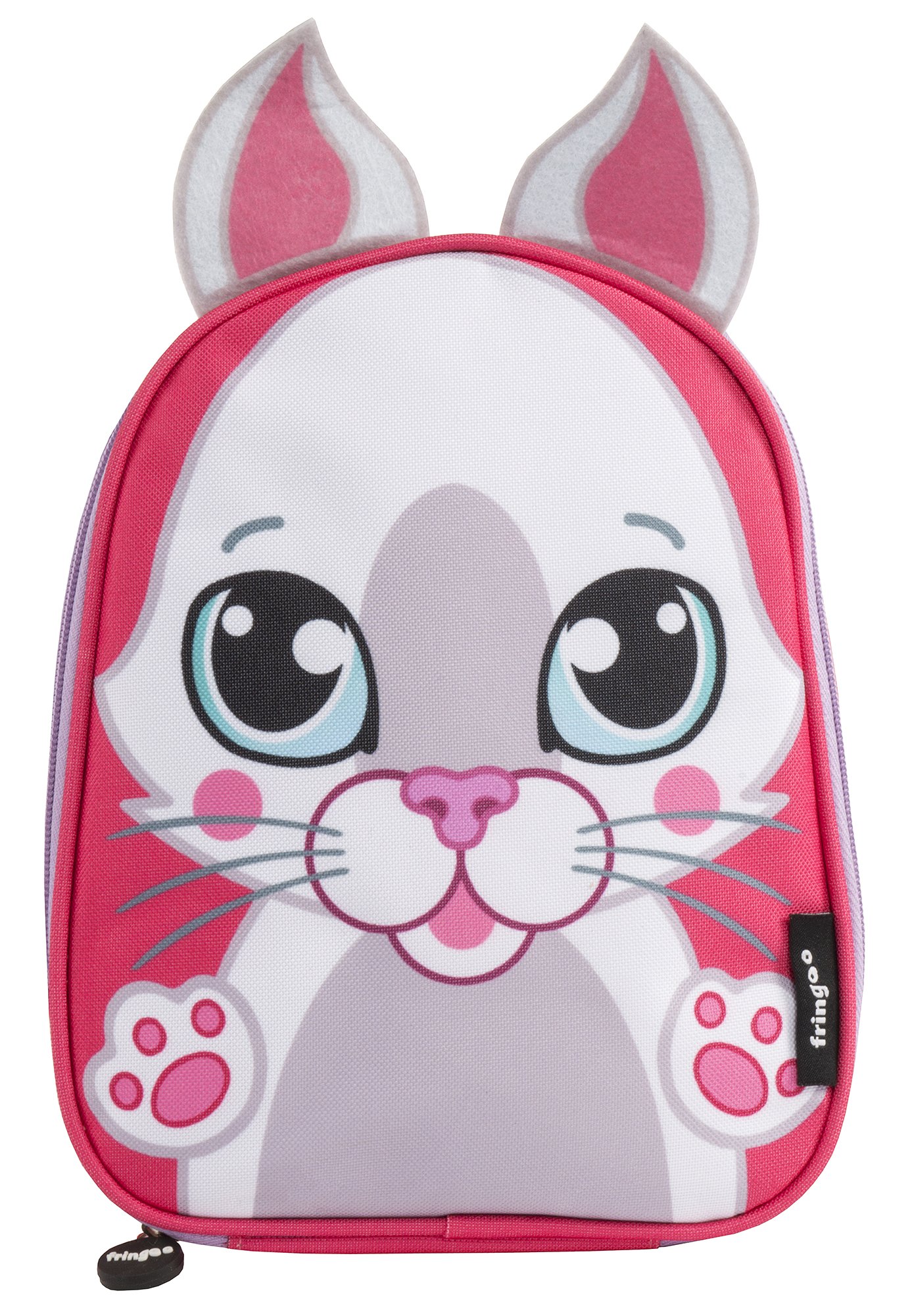 FRINGOO® Bolsa de almuerzo para niños, con aislamiento térmico, para la escuela, guardería, aperitivos, picnic, caja de almuerzo (gato rosa)
