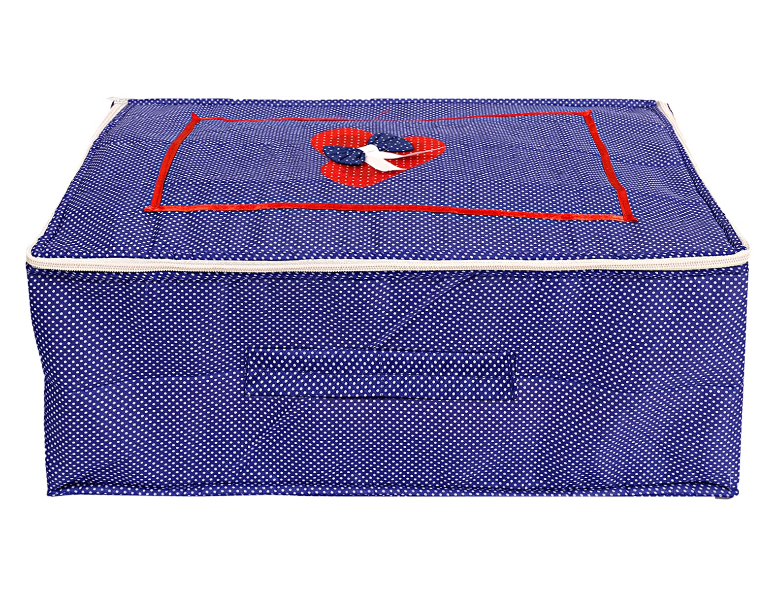 Kuber Industries Polka Dot Printed Cotton Saree Cover Clothes Organizer Wardrobe Storage Bag Clothes Storage Bag Light Brown::Blue, Pack of 1