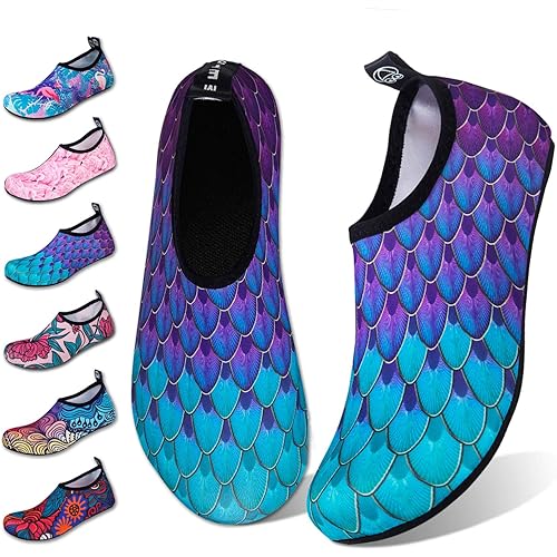 WateLves Water Shoes for Womens Mens Barefoot Quick-Dry Aqua Socks for Beach Swim Surf Yoga Exercise New Translucent Color Soles