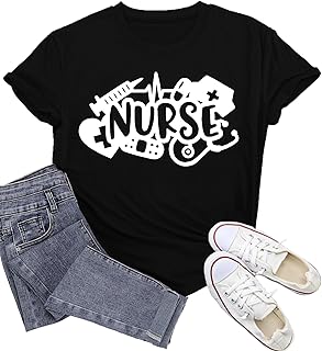 Womens Nurse Shirts School Nurse T-Shirts Nursing Life Tee Tops