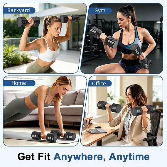 Tepemccu Adjustable Dumbbell Set, 10kg Weights Dumbbells Set for Women Men