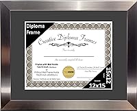 Vista 22 de Creative Picture Frames Carnegie - Marco de diploma de acero inoxidable con acabado de acero inoxidable de 12 x 16 pulgadas con vidrio negro
