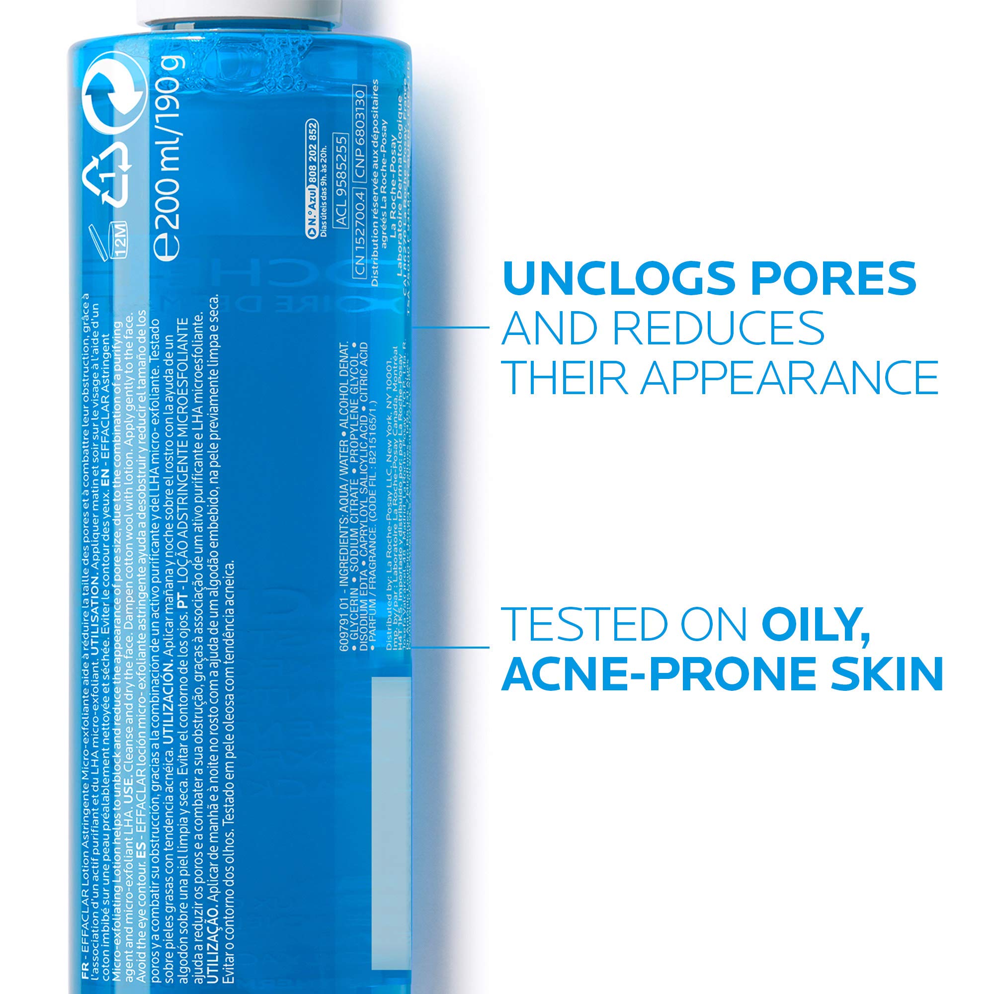 La RochePosay Effaclar Astringent Face Toner for Oily Skin, with