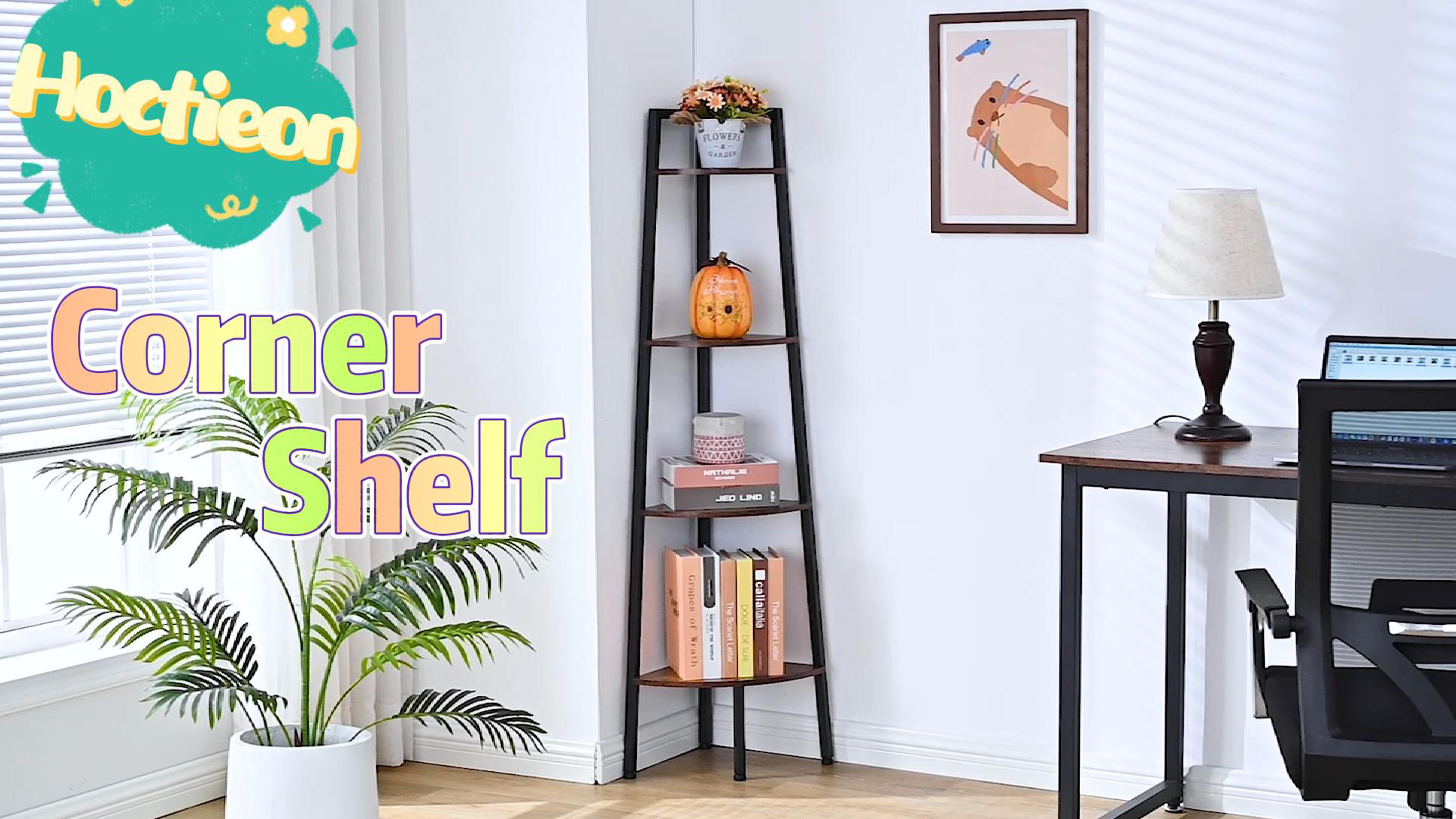USA　州　スプーン Amazon.com: Hoctieon Corner Shelf, 4-Tier Corner Bookshelf