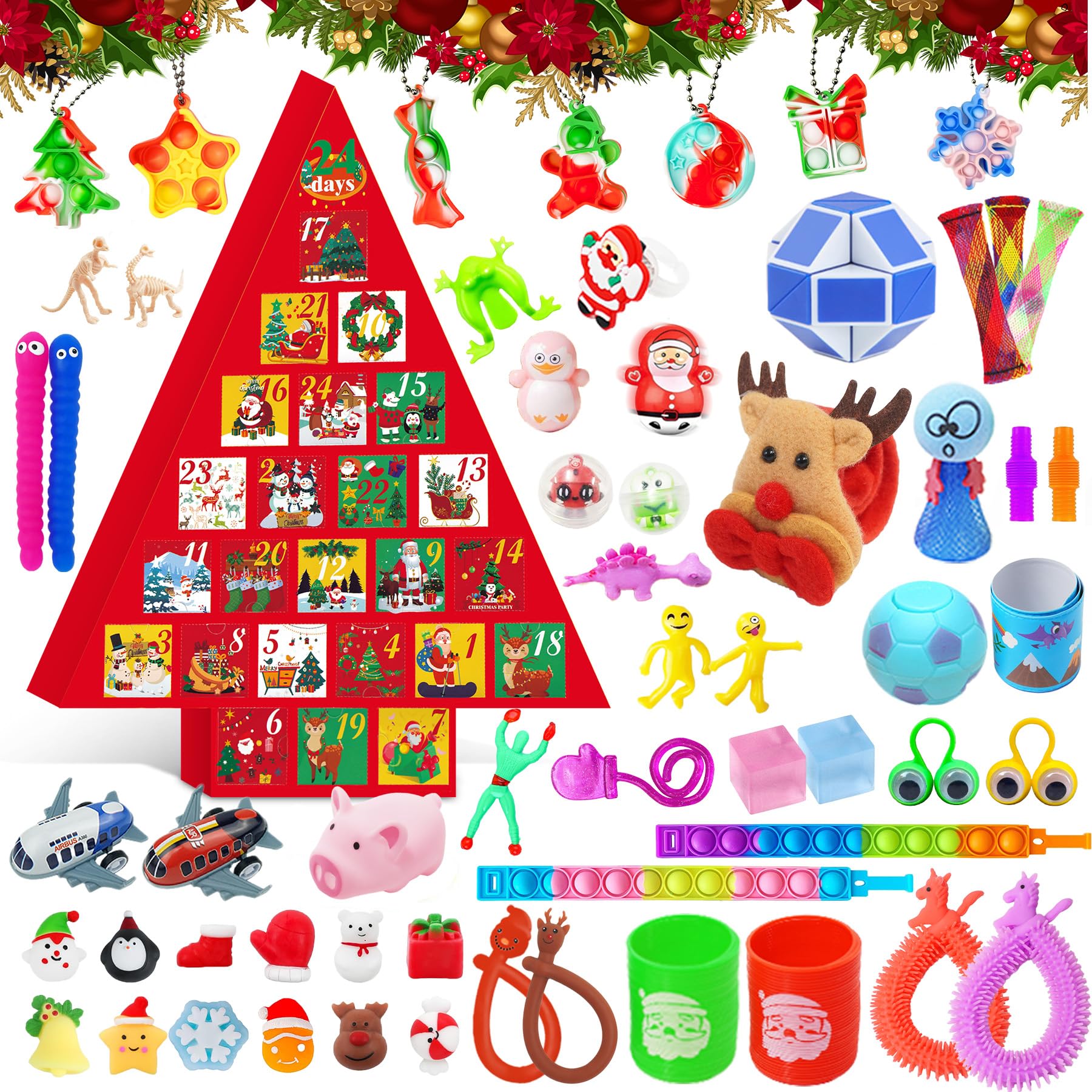 Fidget Advent Calendars 2025 for Kids,24 Days of Surprises Fidget Toys, Christmas Countdown Advent Calendars,Xmas Party Favors Stocking Stuffer Gifts Sensory Toy Surprise Gifts for Boys Girls