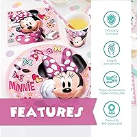 Vista 5 de Minnie Mouse Birthday Decorations Serves 16 Guests Banner, Table Cover, Plates, Napkins, Sticker Officially Licensed