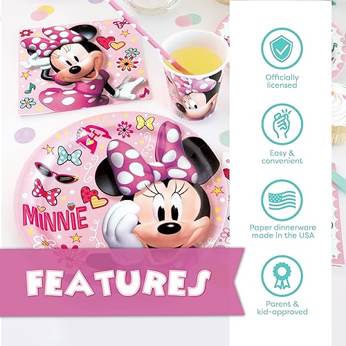 Miniatura 5 de Suministros para fiesta de cumpleaños de Minnie Mouse  Decoraciones de fiesta de Minnie Mouse  Suministros de fiesta de Minnie Mouse sirve a 16