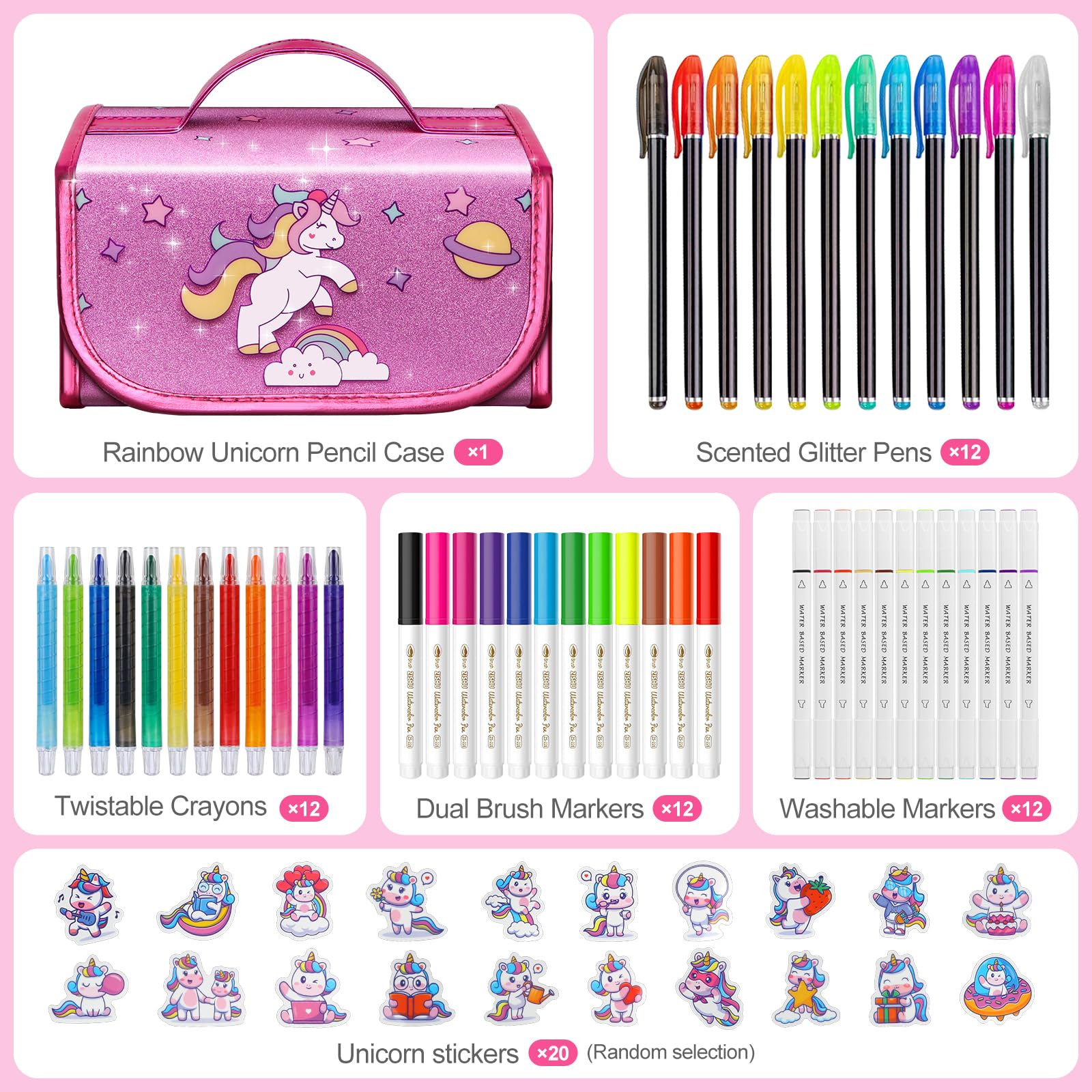 Hot Bee Cadeaux Licorne pour Filles, Set d'Art pour Enfants 3-5, Feutres Coloriage, Arts et Artisanat pour Enfants, Sets de Papeterie pour Filles