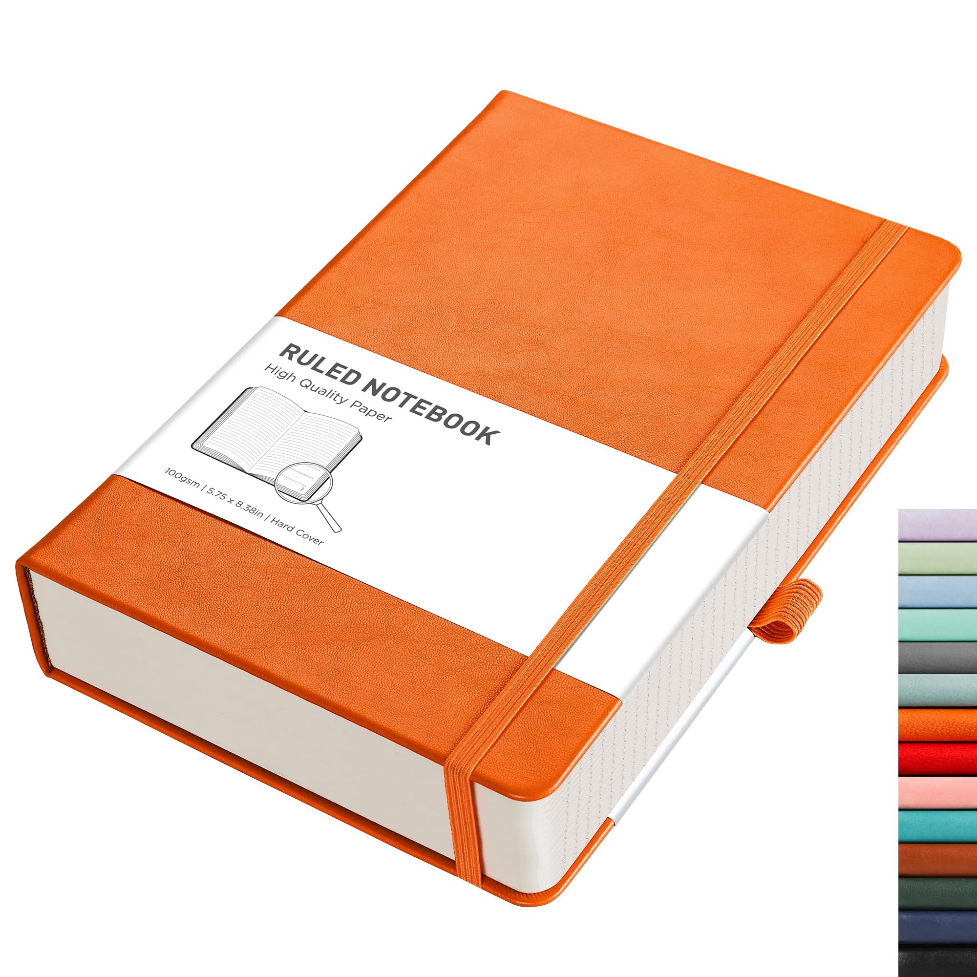 RETTACY Lined Journal Notebook, A5 Note Book Hardcover Thick Notepad 320 Numbered Pages for Writing,100gsm Lined Paper