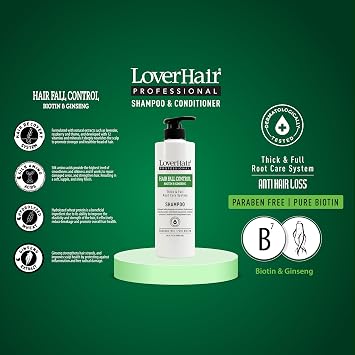 2-PACK LoverHair Professional Hair Fall Control Shampoo 2 x 20.3 fl oz ( 2 x 600ml )