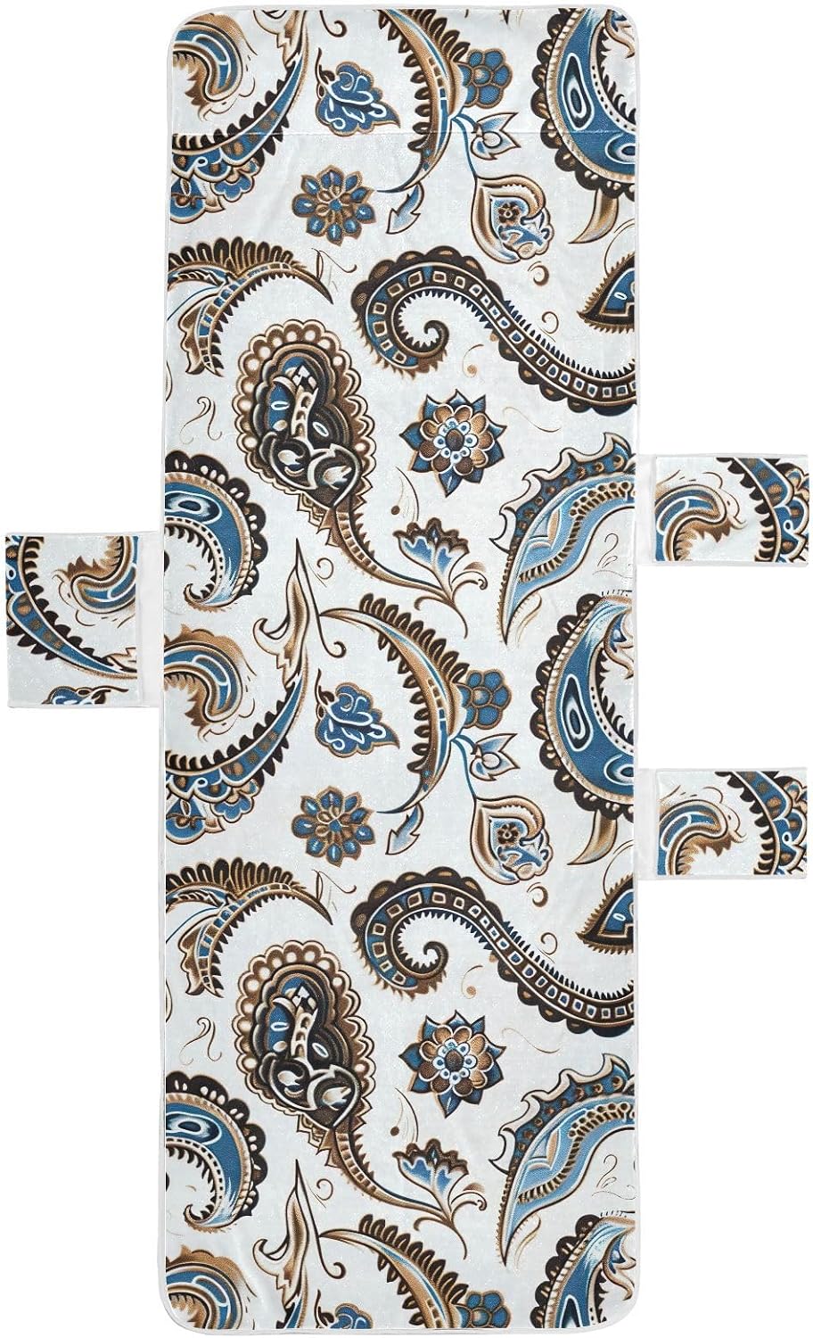 Strange Paisley Lounge Chair Towel Cover with Side Pockets – 85x30in Foldable Chaise Cover for Beach, Pool, Patio, Spa