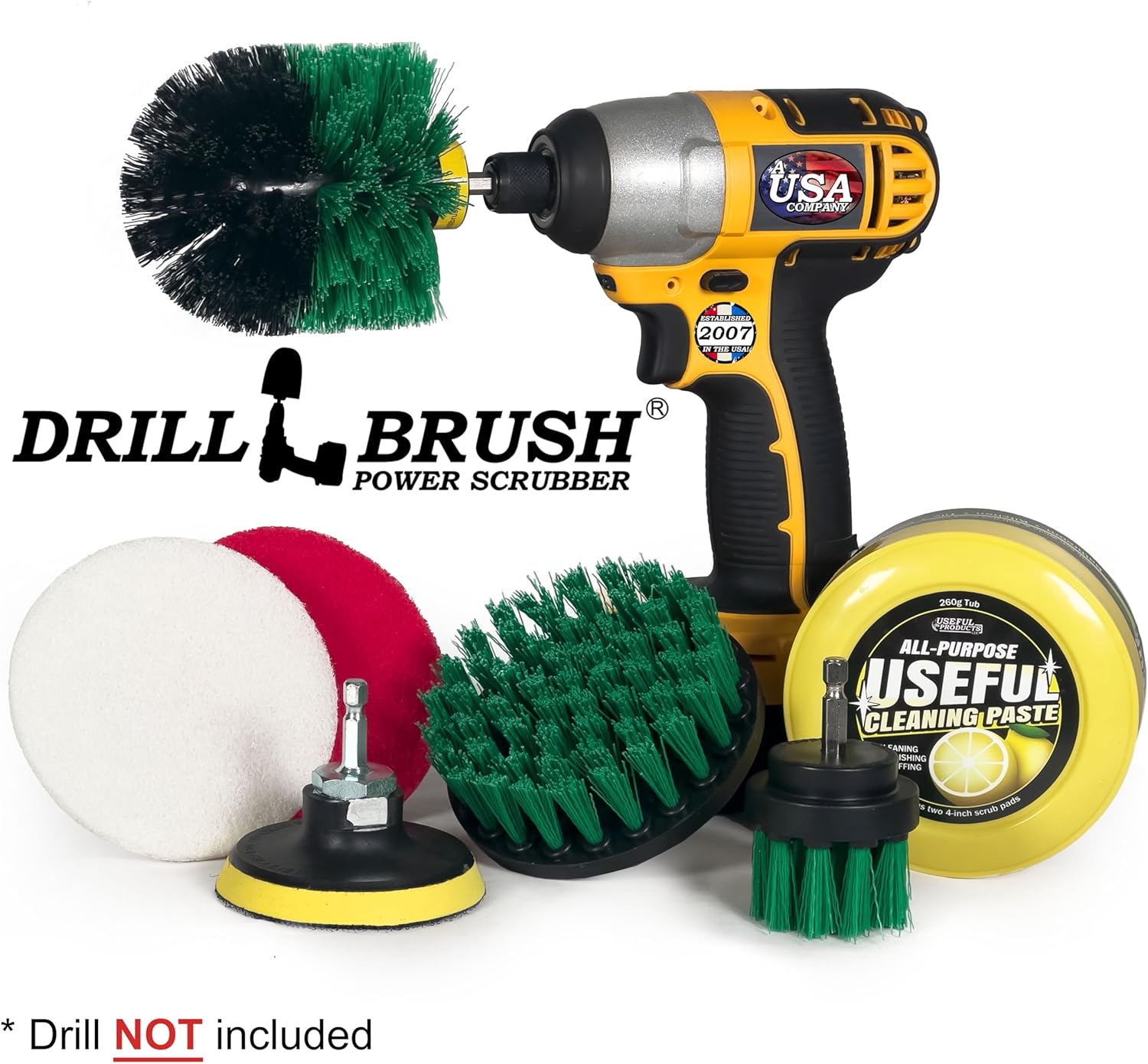 Electric Spin Scrubber Kitchen Cleaning Set with Multi-Purpose Cleaner Paste - Lemon Lime Scented, Stainless Steel Appliance, Oven, Stove Top, Microwave, Sink, Counter Top, Grout, Baseboard Cleaner