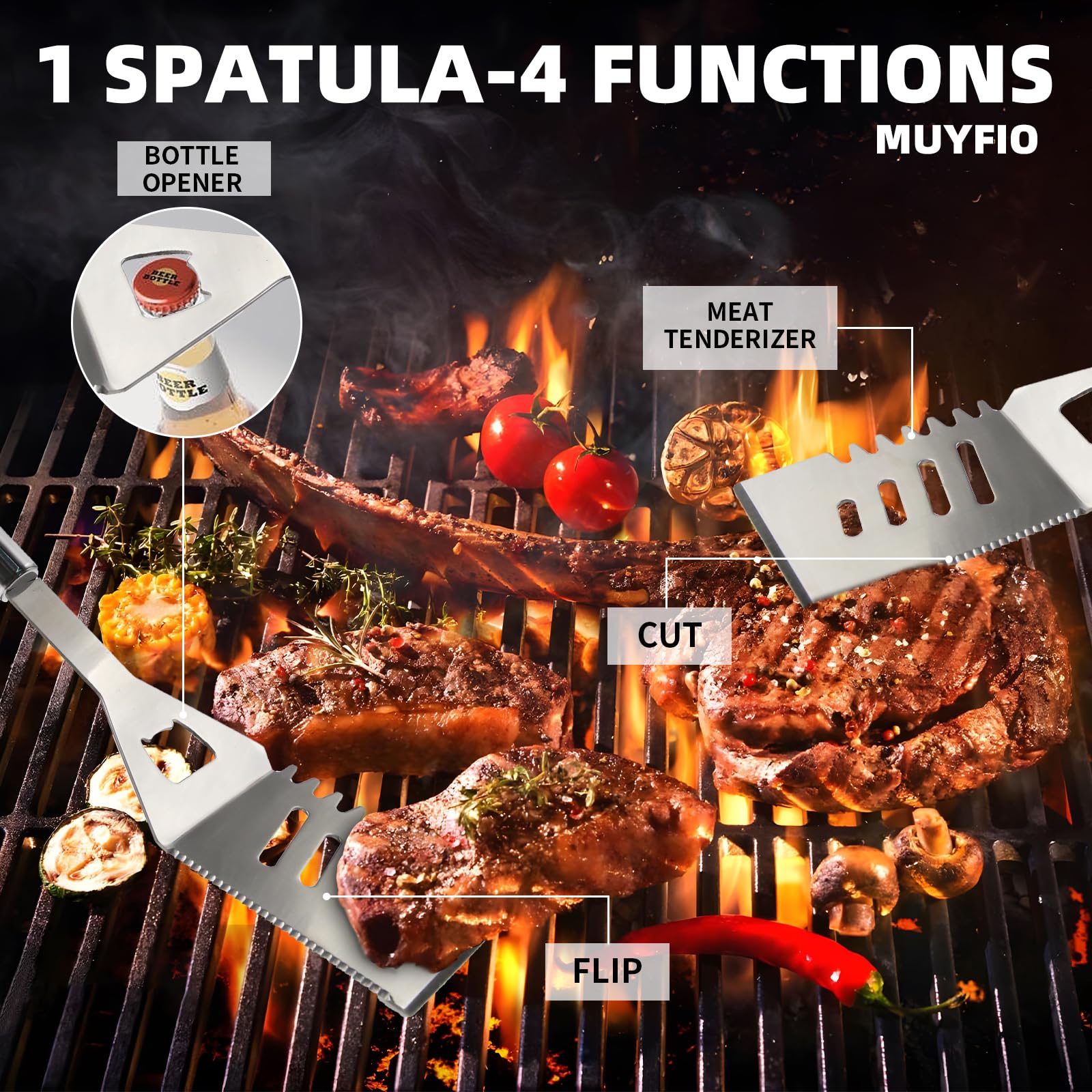 Juego de 11 accesorios profesionales de acero inoxidable para parrilla de barbacoa, kit de utensilios de parrilla portátil con bolsa de almacenamiento, prácticos accesorios para asar – Regalos para