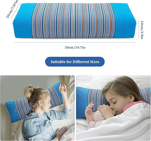 Miniatura 2 de JOERRES Almohada de trigo sarraceno 100% paño grueso orgánico. La funda de almohada tiene efecto masaje.Mejora la calidad del sueño (azul)