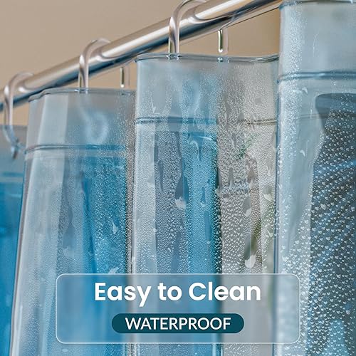 Miniatura 52 de Titanker Forro de cortina de ducha, forro de ducha de plástico PEVA, 72 x 72 pulgadas, ligero, impermeable, para baño, con imanes y ojales Negro