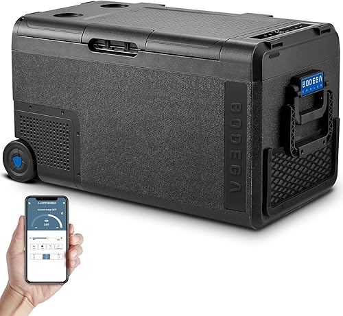 BODEGACOOLER Refrigerador de Coche de 12 Voltios, Congelador Portátil con Control de Aplicación WIFI, Refrigerador de Coche de 40 Cuartos de Galón