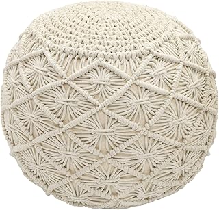 COTTON CRAFT Macrame Braided Pouf - Knitted Cotton Cord Comfortable Roun...