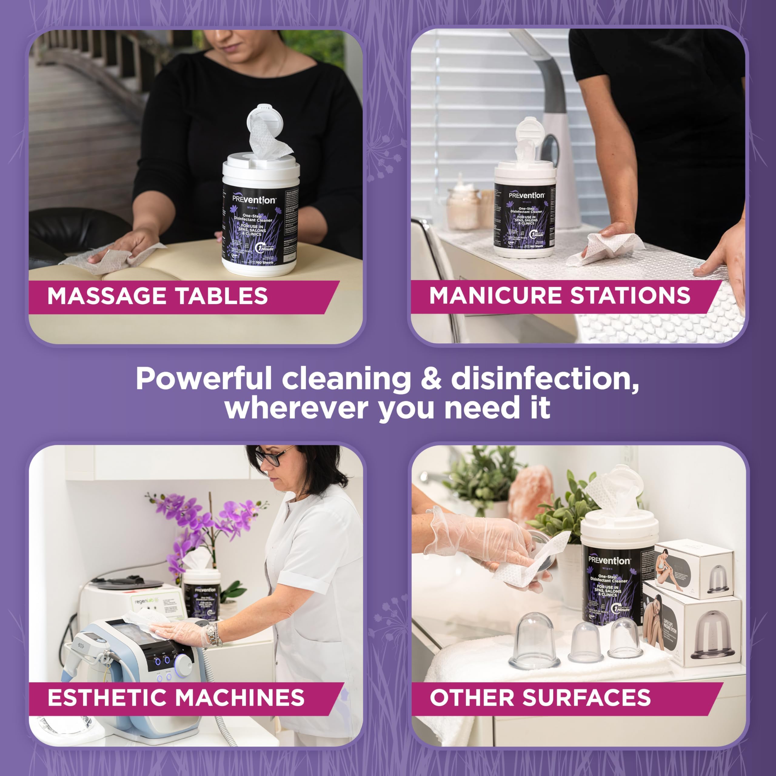 Prevention Salviette disinfettanti multiuso – Salviette detergenti per saloni, spa, cliniche, studi, salviette igienizzanti per superfici ospedaliere – 160 salviette per sacchetto di ricarica