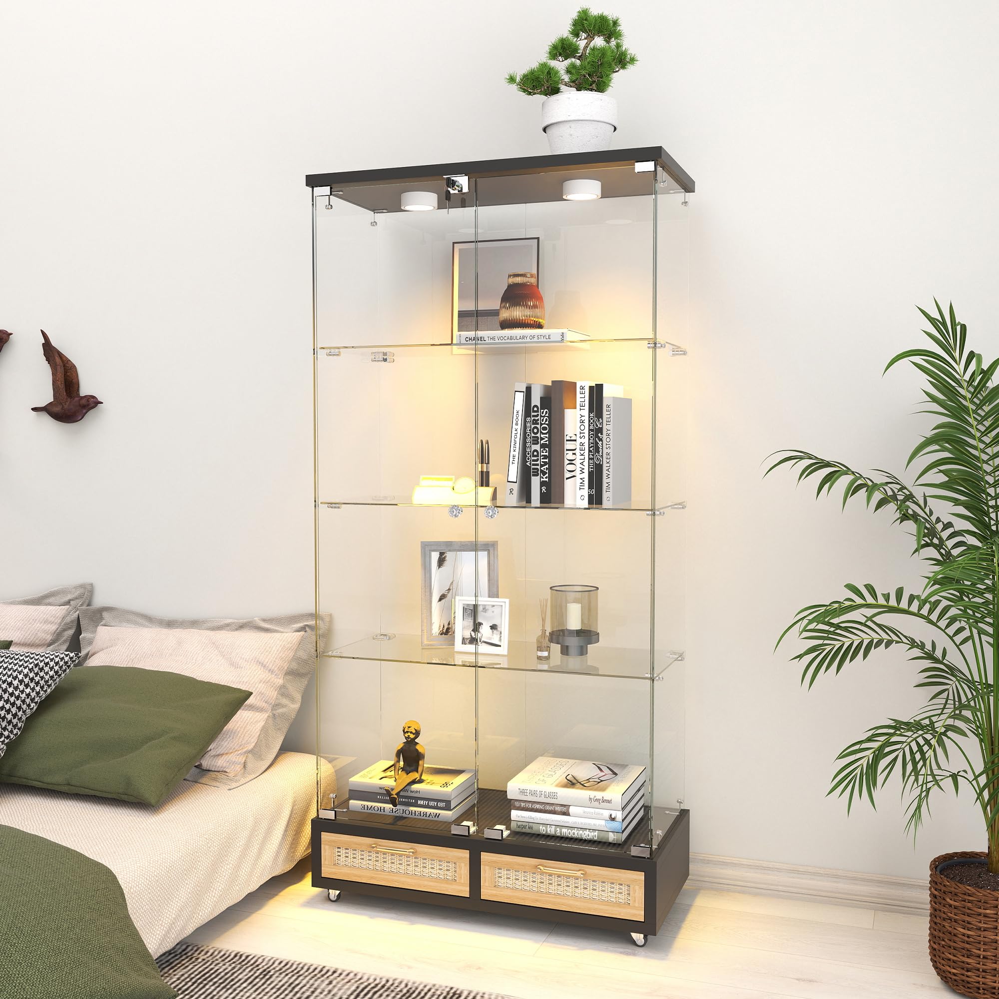 Amazon.co.jp: 森風ShinrinKaze ショーケース ガラスケース 4段【13