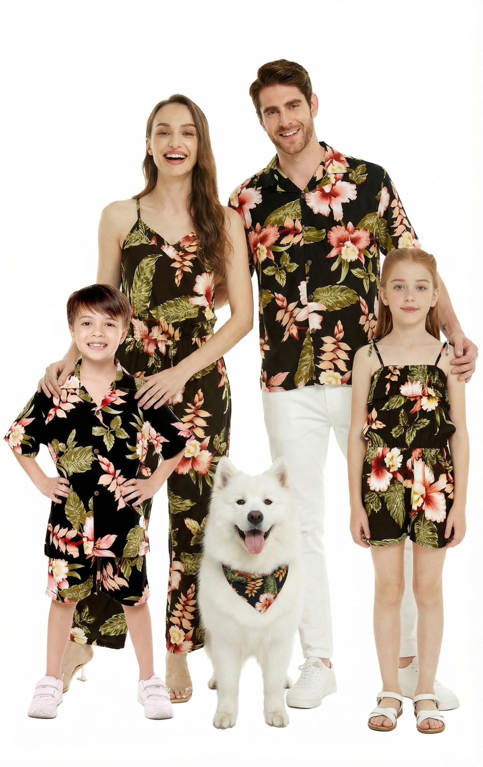 Family Matching Hawaiian Clothes, Black Rafelsia