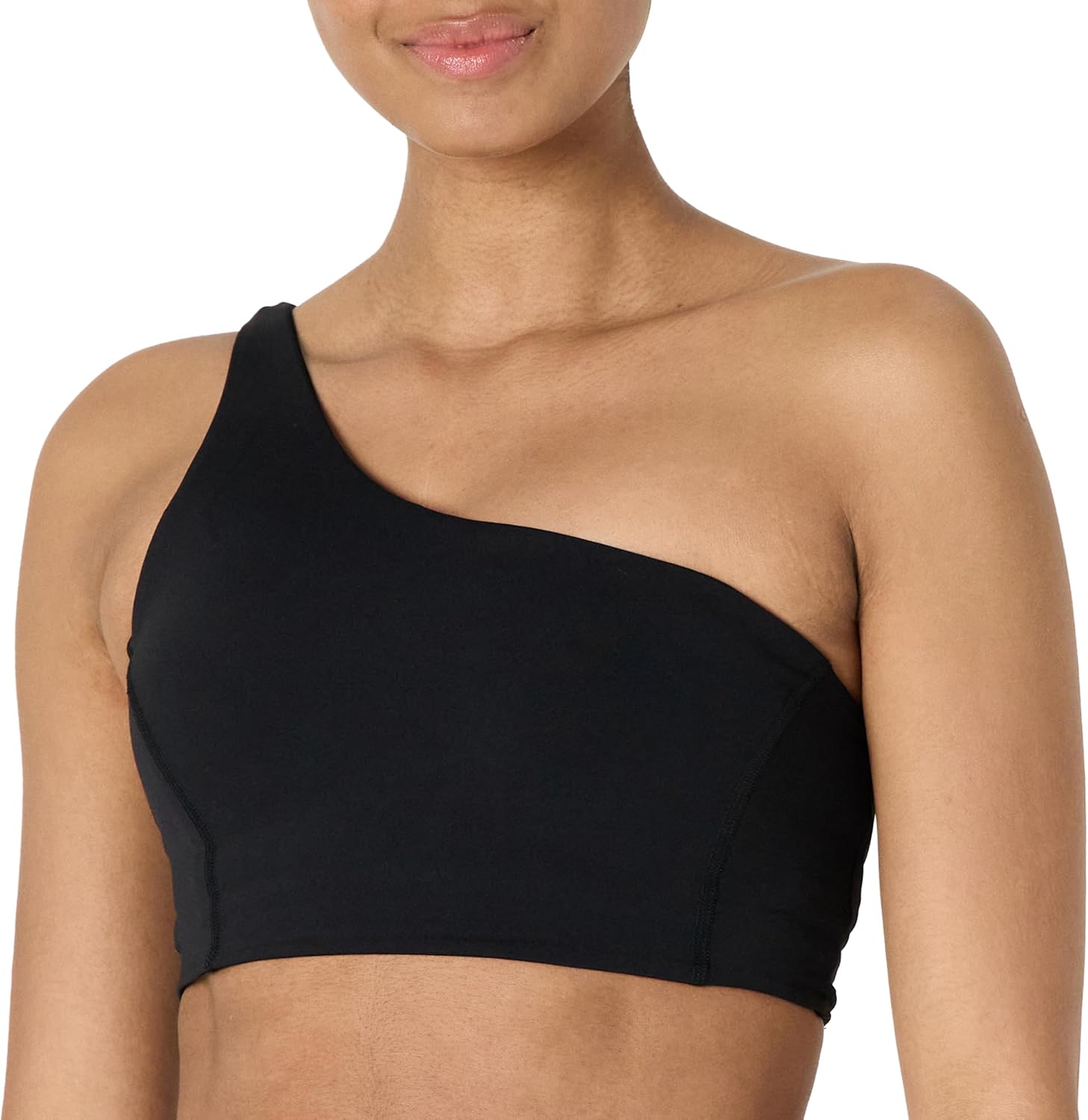 Amazon Essentials Women’s Active FormFlex Buttery Soft Light Support One Shoulder Strappy Back Sports Bra