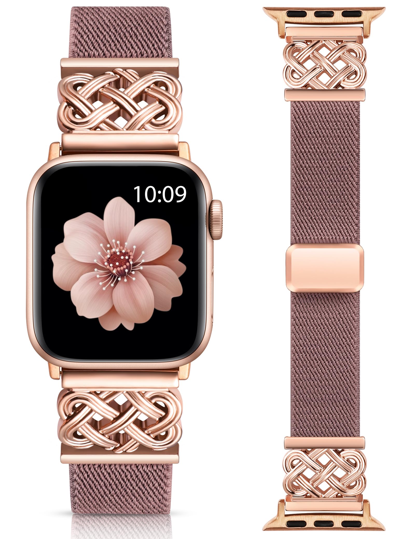Minyee Magnetic Stretchy Band Compatible with Apple Watch Bands 38/40/41/42/44/45/46/49mm Women Men, Celtic Knot Soft Elastic Nylon Fabric Strap for iWatch Series 11 10 9 8 7 6 5 4 SE/Ultra 3 2 1 — view 14