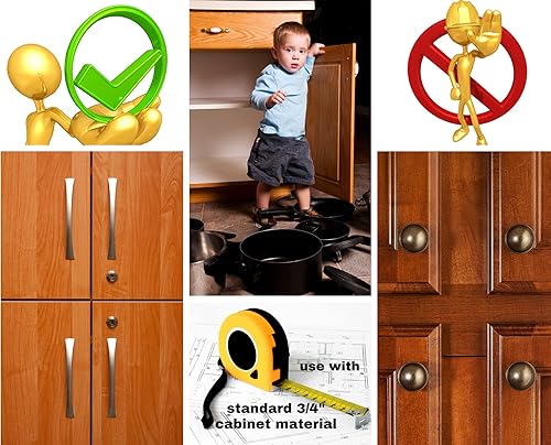 Miniatura 2 de Cerradura de doble puerta con cerraduras de gabinete de seguridad con llaves cerraduras de gabinete de cocina para adultos cerradura de