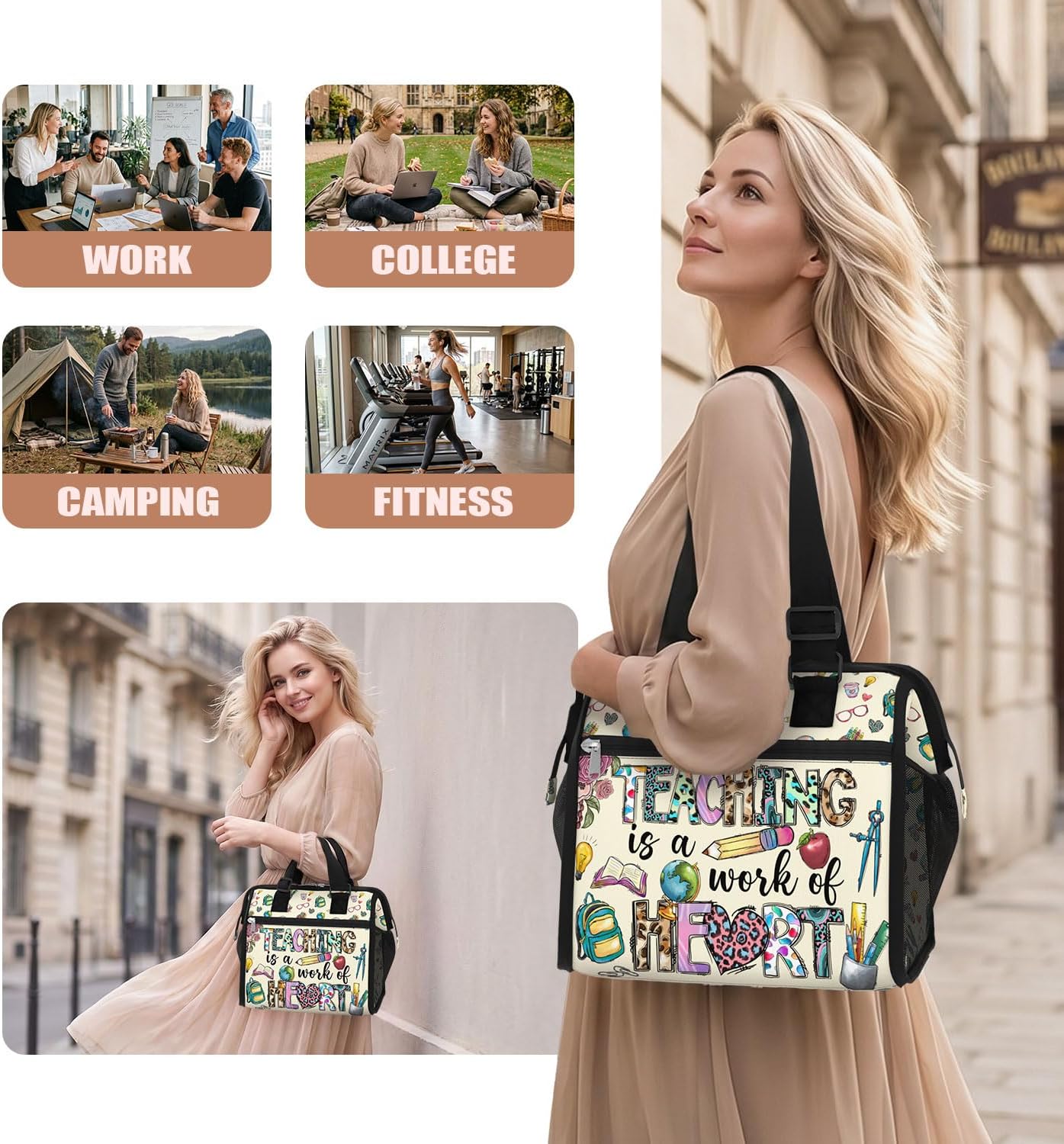 Teachers Lunch Bag for Women Cute Appreciation Gift Idea Bag