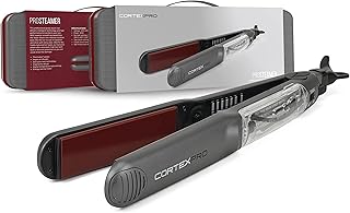 Cortex Professional Vapor Flat Iron - Vapor Mist Thermolon Ceramic Plates - Argan Infusion Steamliner - Professional Hair Straightener - with Argan Refill Bundle - 1.25â€™â€™ (Black)