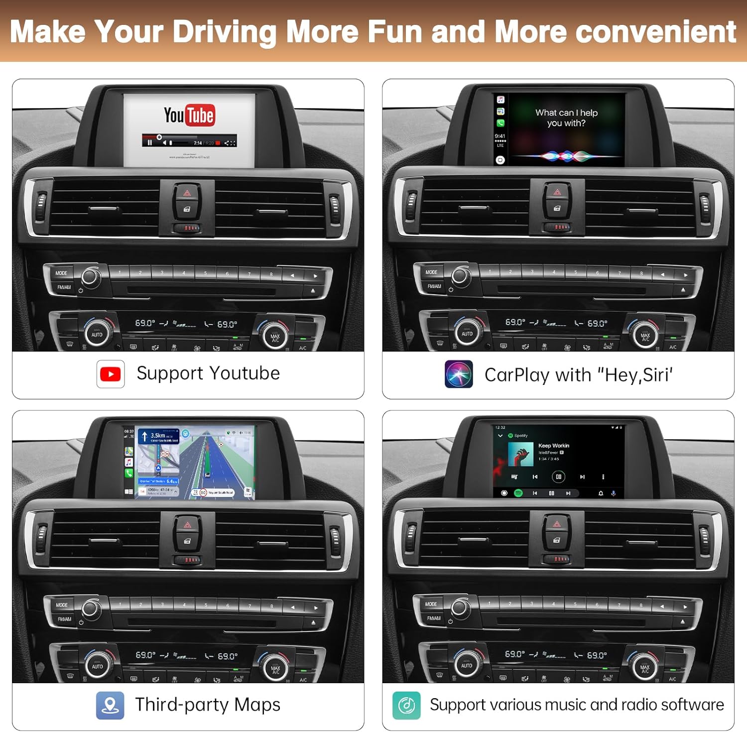 Carplay Retrofit Kit Decoder Mirrorlink for BMW NBT System 1 2 3 4 5 6 7 Series X1 X3 X4 X5 X6 i8 MINI 2012-2016