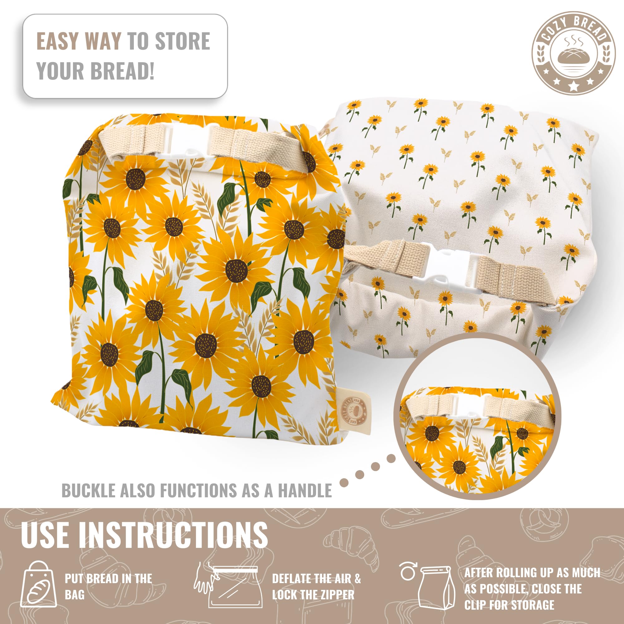 Cozy Bread Reusable Bread Bags – Airtight Storage For Homemade Sourdough & Loaves (USA Brand) - View #5
