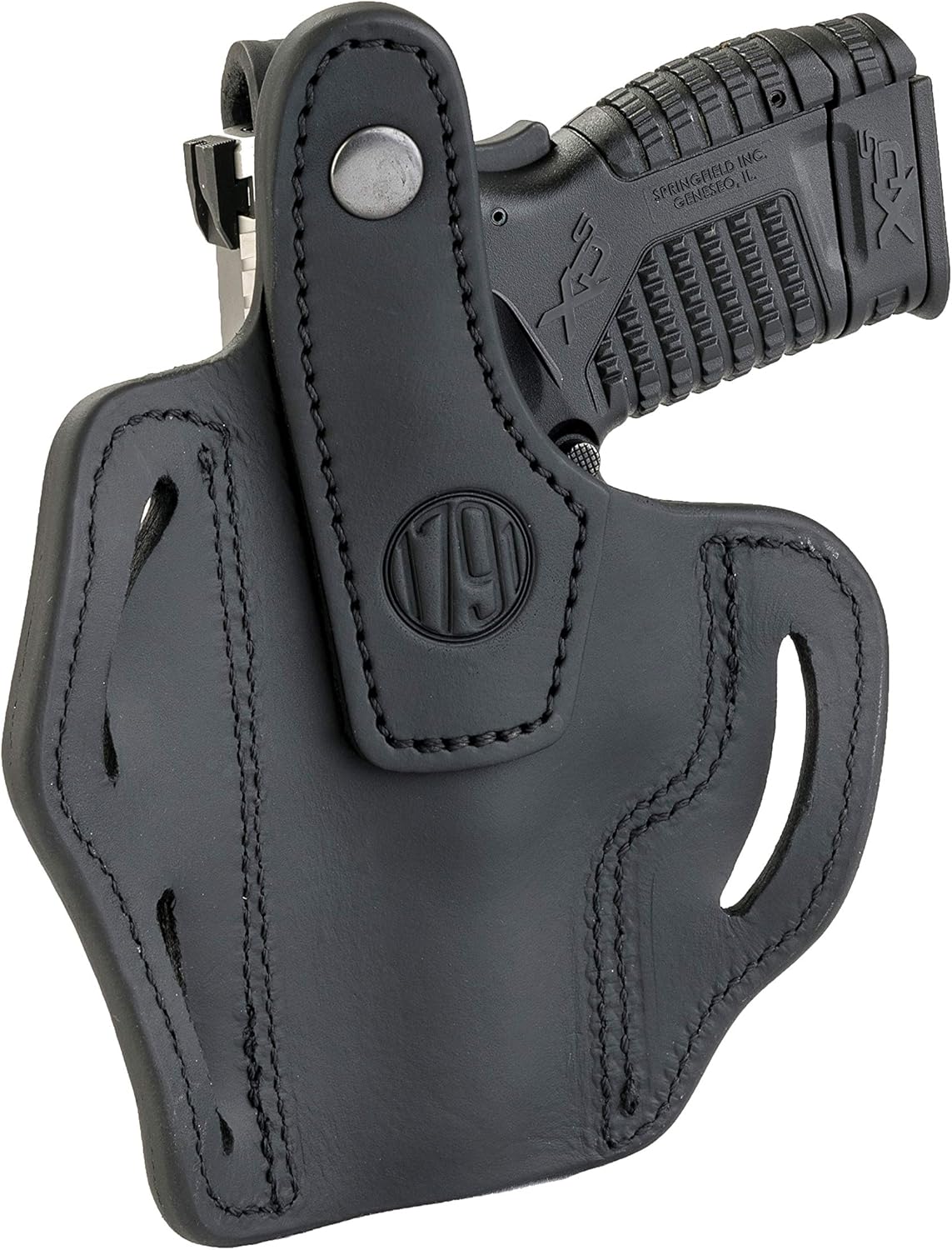 1791 GUNLEATHER XDS Thumb Break Holster - Right Handed OWB Leather Gun Holster - Fits Glock 17, 19, 22, 23, 32 Sig Sauer P225, P228, P229, SW MP Shield MP9 MP40, FNS-9, CZ P08