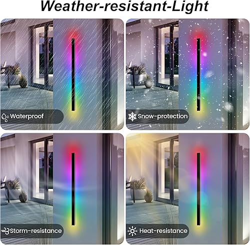 Miniatura 34 de Luz de Pared Exterior, Apliques de Pared Exteriores Modernos de 39 Pulgadas, Luces de Pared Largas Negras Impermeables con Iluminación Cálida, Luz