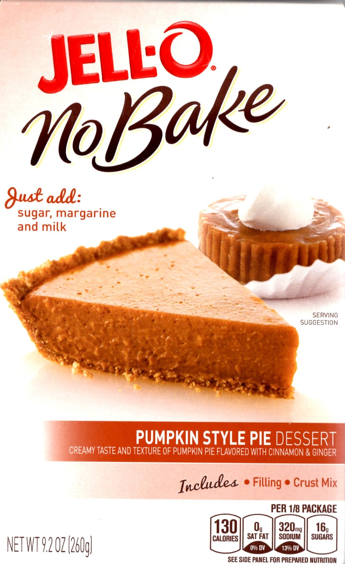 Jell-O No-Bake Pumpkin Style Pie Dessert, 9.2-Ounce Box