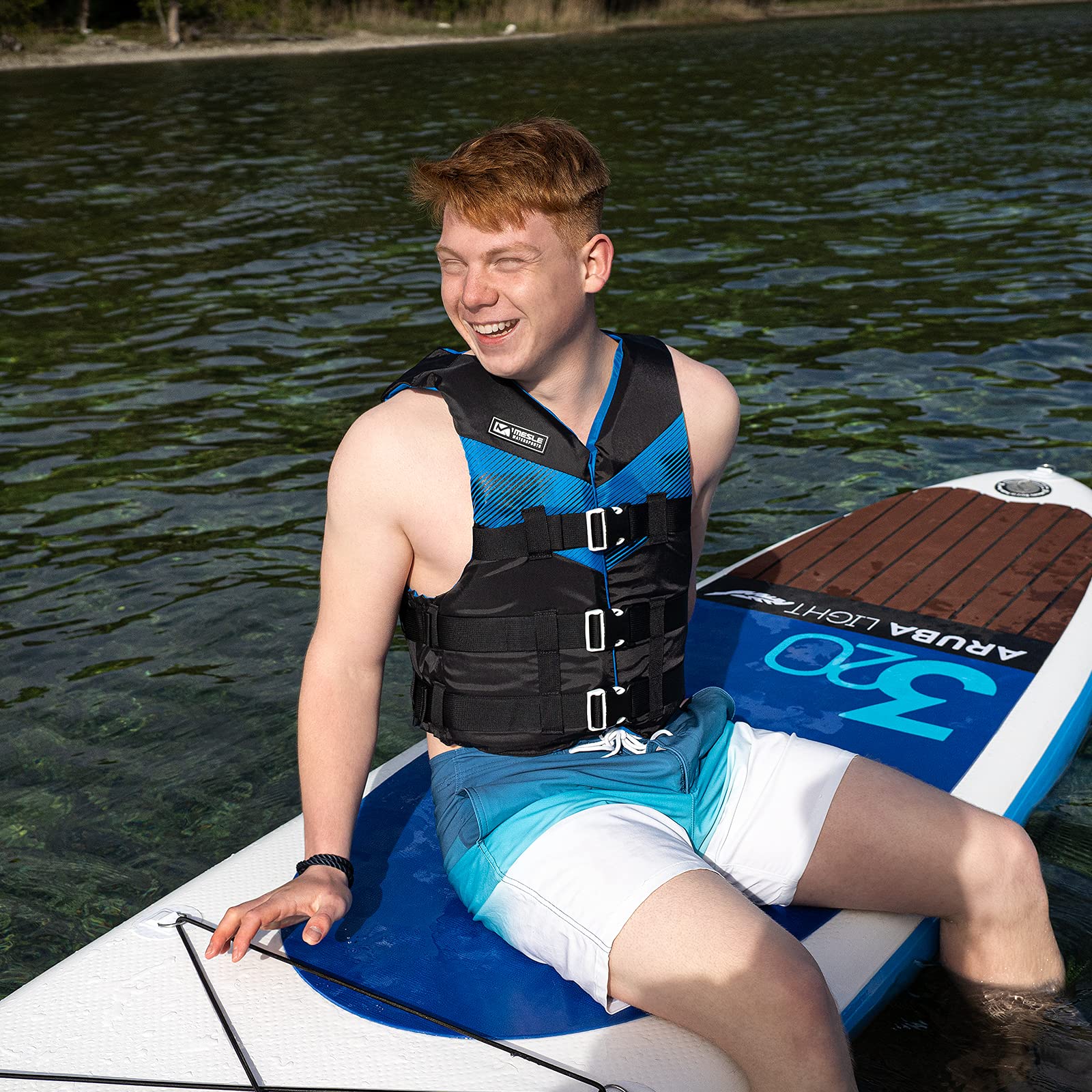 MESLE Schwimmweste Erwachsene V210, Leichte Schwimmhilfe für Herren & Damen, 50N Auftriebsweste Sup, Schwimmen, Kajak, Prallschutzweste Wakeboard, Wasserski, Jetski