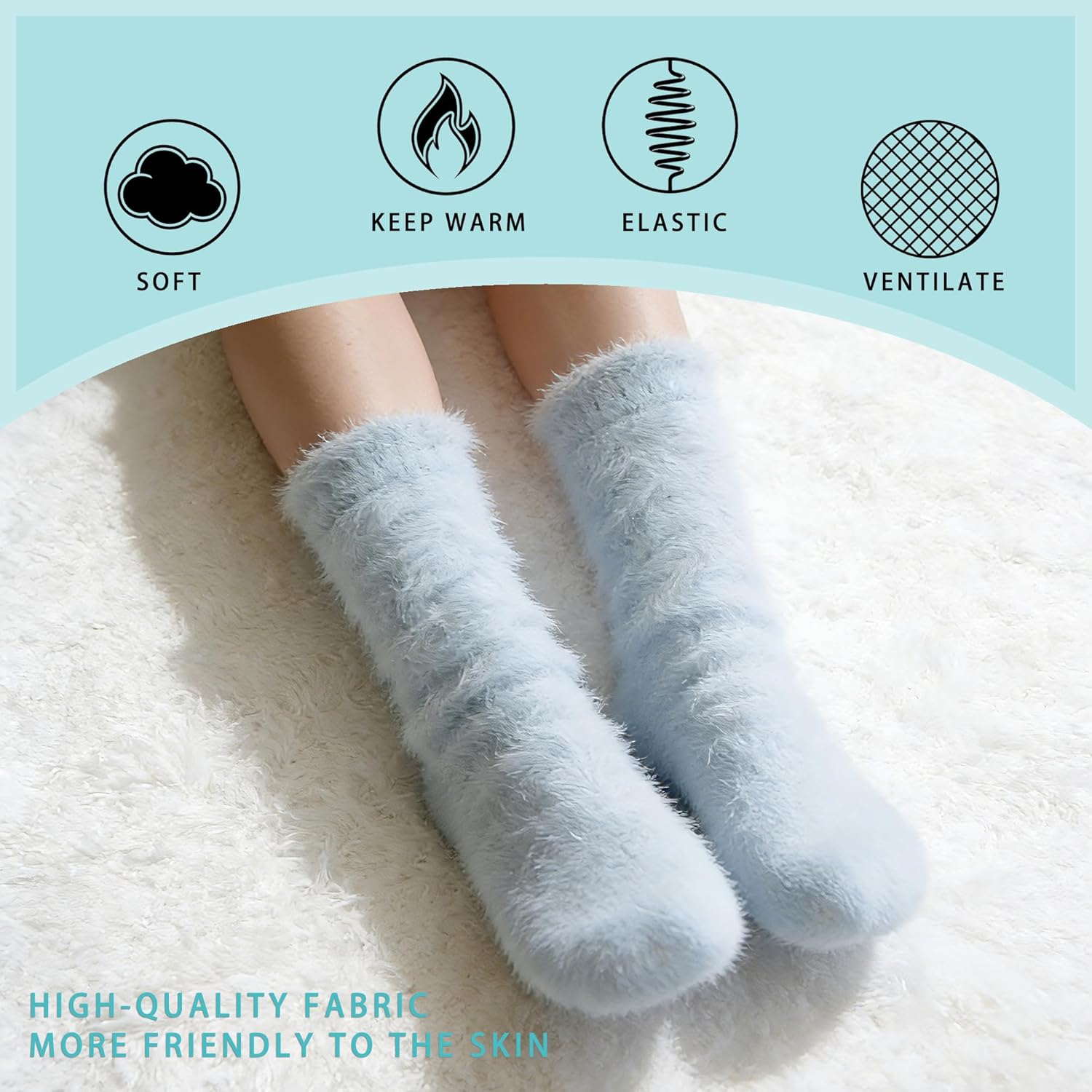 10 Pcs Fuzzy Socks for Women,Colorful Cozy Winter Sleep Warm Thick Plush Slipper Sleep Soft Sock for Holiday Gift - Image 4